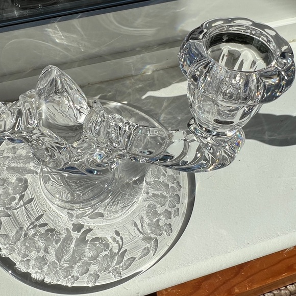 Vintage Glass New Martinsville Double Arm Candlestick Holder Meadow Wreath - Picture 10 of 16